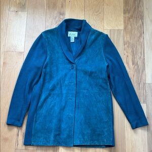Linea by Louis Dell’olio  teal blue suede jacket size S.